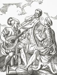 German musicians playing the lute and the guitar, 1878 (litho) | Obraz na stenu
