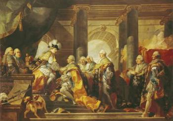 Louis XVI (1754-93) King of France, Receiving the Homage of the Knights of the Order of St. Esprit at Reims, 13th June 1775 (oil on canvas) | Obraz na stenu