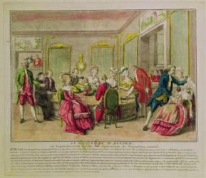 Hypnotism Session with Franz Anton Mesmer (1734-1815) 1784 (coloured engraving) | Obraz na stenu