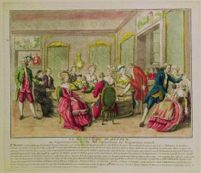 Hypnotism Session with Franz Anton Mesmer (1734-1815) 1784 (coloured engraving) | Obraz na stenu