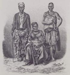 Village chief of the Loango Coast, with wife and dignitary, engraved from a photograph by Dr. Falkenstein, from 'The History of Mankind', Vol.1, by Prof. Friedrich Ratzel, 1896 (engraving) | Obraz na stenu