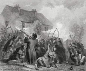 Attack on the police by the people under Smith O'Brien in Ballingarry, County Tipperary, Ireland in 1848, from 'The History of Ireland' by Thomas Wright, published c.1854 (engraving) | Obraz na stenu