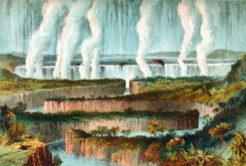 The Victoria Falls or Mosi-oa-Tunya, Zambezi River, Zimbabwe, Southern Africa in the 19th century. From The Life and Explorations of Dr. Livingstone published c.1875. | Obraz na stenu