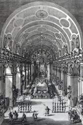 The Lying in State of Alexander Sobieski in the Capuchin Church, Rome, etched by Francesco Faraone Aquila, 1714 (etching) | Obraz na stenu