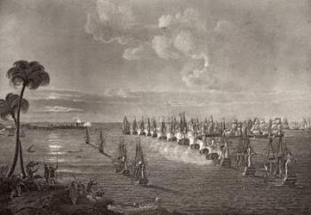 The Battle of the Nile in 1798, illustration from 'The Life of Nelson' by Robert Southey (1774-1843) first published 1813 (engraving) | Obraz na stenu