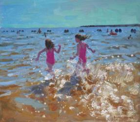 Splashing in the sea,Clacton. 2014,(oil on canvas) | Obraz na stenu