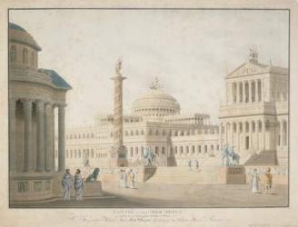 Capitol, set for 'La clemeza di Tito' designed by Beuther, 1815 (w/c on paper) | Obraz na stenu