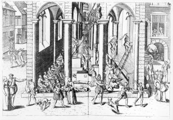 Calvinists destroying statues in the Catholic Churches, 1566 (engraving) | Obraz na stenu