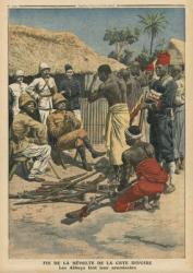 End of the revolt of the Cote d'Ivoire, the Abbeys surrendering to commander Nogues, illustration from 'Le Petit Journal', supplement illustre, 15th May 1910 (colour litho) | Obraz na stenu