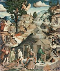 Mining landscape, 1521 (oil on panel) (detail of 308463) | Obraz na stenu