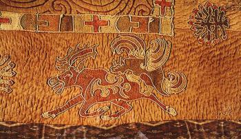 Detail of a carpet, Noin Ula, Xiongu Era (wool, silk & applique) | Obraz na stenu