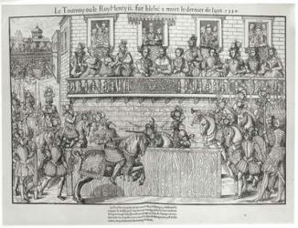 Tournament where Henri II Received a Fatal Wound, 30th June 1559 (engraving) (b/w photo) | Obraz na stenu