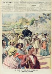 M. le Myre de Vilers in Madagascar, illustration from 'Le Petit Journal', 22th October 1894 (coloured engraving) | Obraz na stenu
