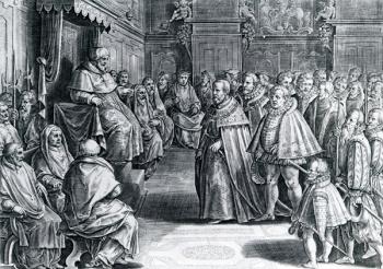 Cosimo Medici received by Pius V, 1566 (engraving) | Obraz na stenu