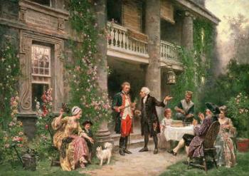 George Washington visiting Bartram's Garden in 1787, painted 1900 (oil on canvas) | Obraz na stenu