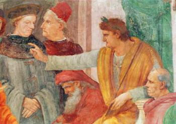 Detail of the Dispute with Simon Mago (Nero Enthroned), c.1484-85 (fresco) (detail of 237996) | Obraz na stenu