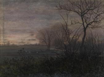 Ploughing at Dusk, 1865 (w/c and pen & ink on paper) | Obraz na stenu