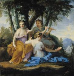 The Muses, Clio, Euterpe and Thalia, c.1652-55 (oil on panel) | Obraz na stenu