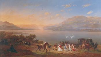 Empress Josephine (1763-1814) arriving to visit Napoleon (1769-1821) in Italy on the banks of Lake Garda, 1796 (oil on canvas) | Obraz na stenu