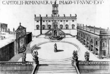 View of the Capitoline in Rome, 1600 (etching) | Obraz na stenu