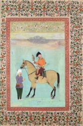 Ms E-14 Shah Abbas (1571-1629) on a horse holding a falcon, c.1620 (gouache on paper) | Obraz na stenu