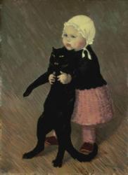 A Small Girl with a Cat, 1889 | Obraz na stenu