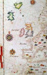 The British Isles, Iberia and Northwest Africa, detail from a world atlas, 1565 (vellum) | Obraz na stenu