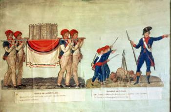 Carrying of the Model of the Bastille and Soldier giving a Lecture to the Children, c.1790 (gouache on paper) | Obraz na stenu