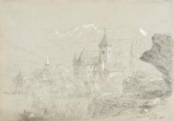Castle of Spiez, 1841 (pencil and gouache on gray-green paper) | Obraz na stenu