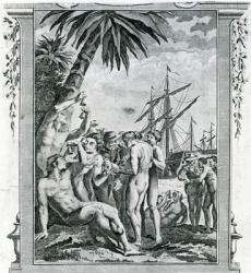 The First Interview of Christopher Columbus with the Natives of America, 1777 (engraving) | Obraz na stenu