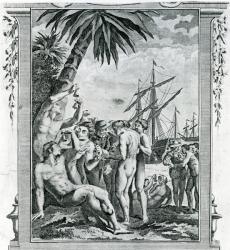 The First Interview of Christopher Columbus with the Natives of America, 1777 (engraving) | Obraz na stenu