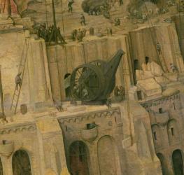 The Tower of Babel, detail of construction work, 1563 (oil on panel) (detail of 345) | Obraz na stenu