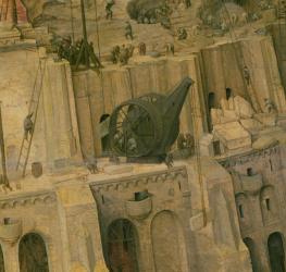 The Tower of Babel, detail of construction work, 1563 (oil on panel) (detail of 345) | Obraz na stenu