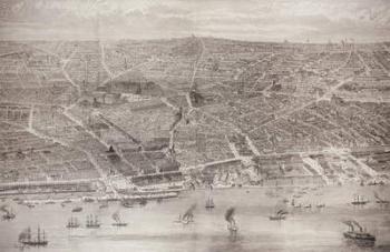 Bird's-Eye View of Liverpool from the Mersey with all the New Buildings, from 'The Illustrated London News', 15th May 1886 (engraving) | Obraz na stenu