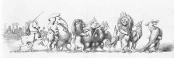 Animal symbols of countries visiting the Great Exhibition, 1851 (engraving) | Obraz na stenu