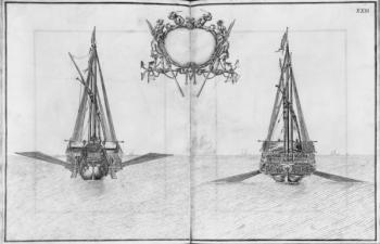 Building, equipping and launching of a galley, plate XXIII (pencil & w/c on paper) (b/w photo) | Obraz na stenu
