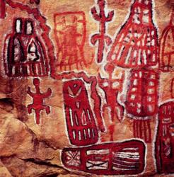 Prehistoric rock painting, from the Songhai/Dogon region of Mali (cave painting) | Obraz na stenu