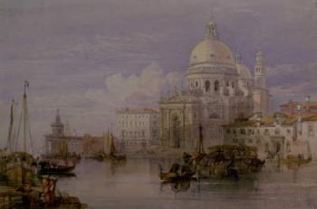 Santa Maria della Salute from the Grand Canal, Venice, 19th century (watercolour) | Obraz na stenu