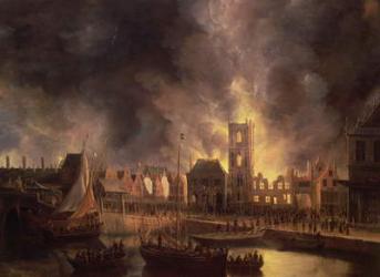 The Great Fire in the Old Town Hall, Amsterdam, 1652, 17th century | Obraz na stenu