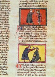 Ms H 89 fol.6 Surgery, from an edition of the 'Book of Surgery' by Rogier de Salerne (vellum) | Obraz na stenu