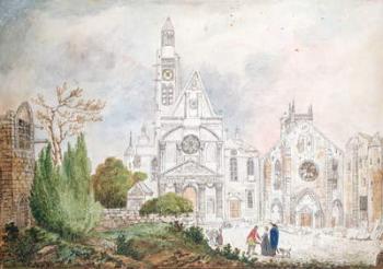Facade of the Old Church of Saint-Genevieve and Saint-Etienne-du-Mont, 1807 (w/c on paper) | Obraz na stenu