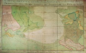 Map of New Discoveries in the North of the South Sea, East of Siberia and West of New France, 1731 (coloured engraving) | Obraz na stenu