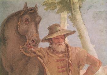 Detail of the horseman from Angelica Nursing the Wounded Medoro (fresco) | Obraz na stenu