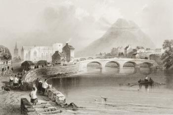 Ballina, County Mayo, from 'Scenery and Antiquities of Ireland' by George Virtue, 1860s (engraving) | Obraz na stenu