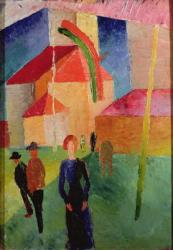 Church Decorated with Flags (oil on canvas) | Obraz na stenu