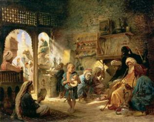 Coffee House in Cairo, 1870s (oil on canvas) | Obraz na stenu