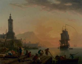 A Calm at a Mediterranean Port, 1770 (oil on canvas) | Obraz na stenu