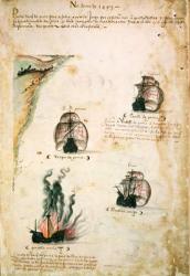 Departure of Vasco da Gama (c.1469-1524) in 1497, from 'Libro das Armadas' (pen & ink on paper) | Obraz na stenu