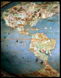 Map of North and South America, from the 'Sala Del Mappamondo' (Hall of the World Maps', c.1574-75 (fresco) | Obraz na stenu