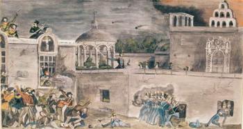 American troops under General Doniphan storm the Bishop's Palace in Monterrey, c.1846 (w/c on paper) | Obraz na stenu